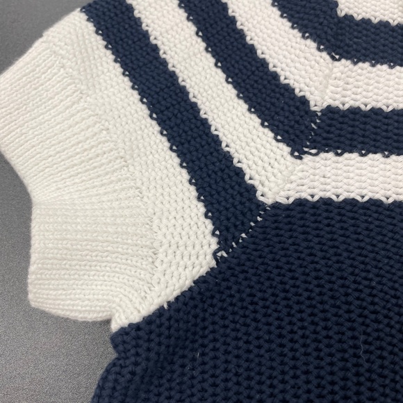 NWT Brooks Brothers' red fleece' navy stripe short sleeve sweater /Medium - Picture 11 of 13